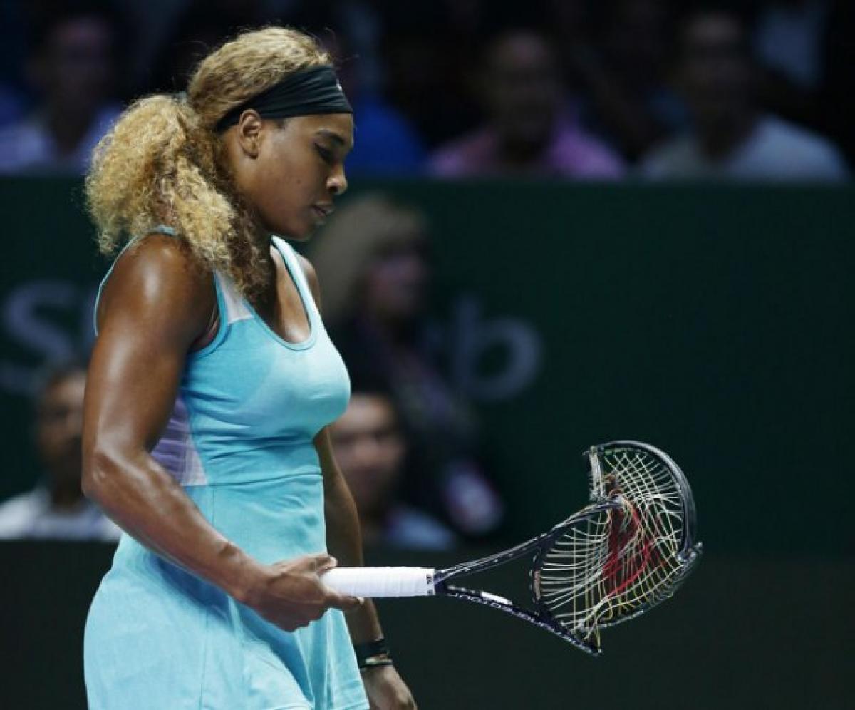Serena Williams smashes racket in a fit of rage